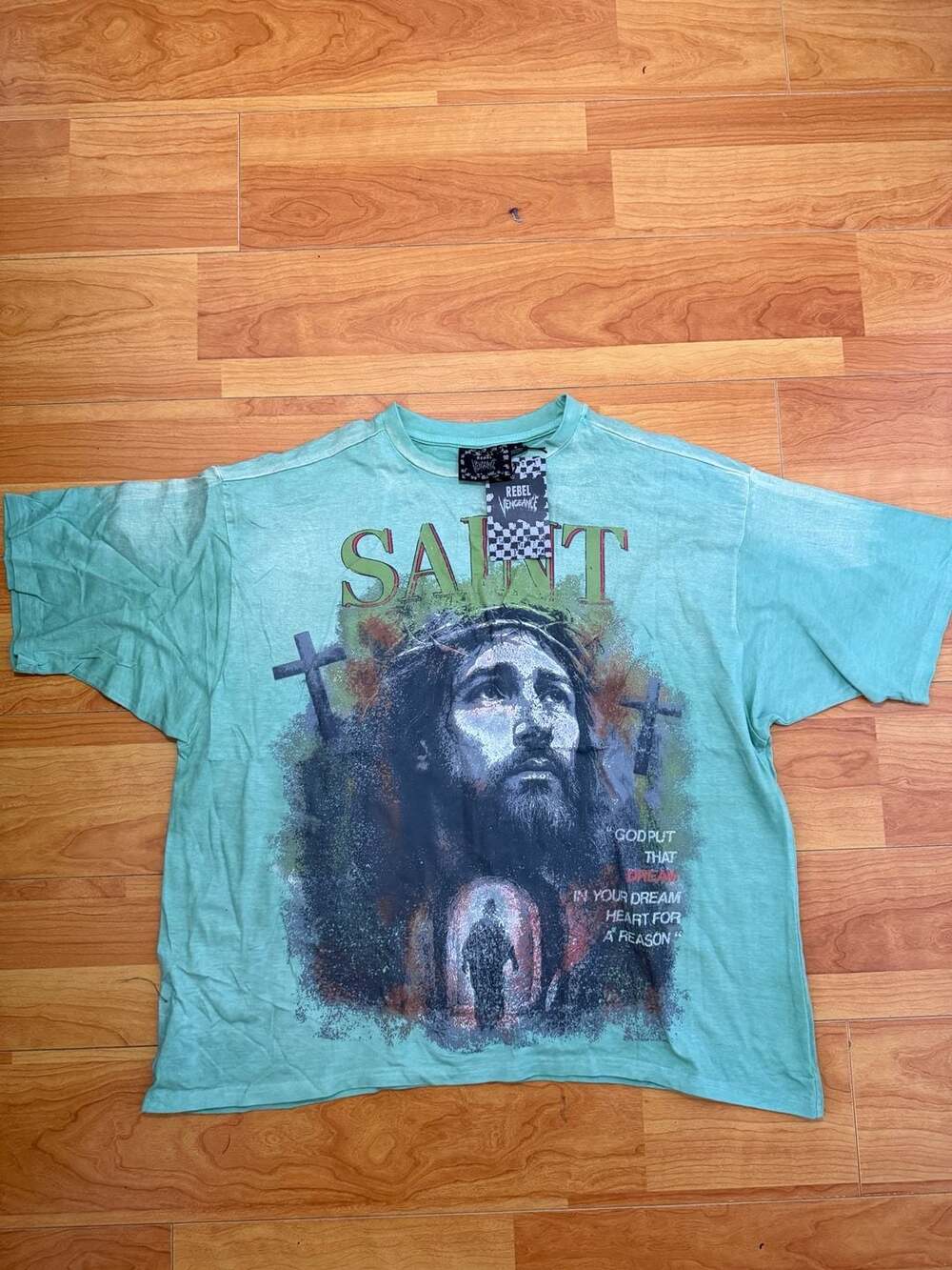 Rebel Vengeance 'Saint' Graphic Washed T-Shirt